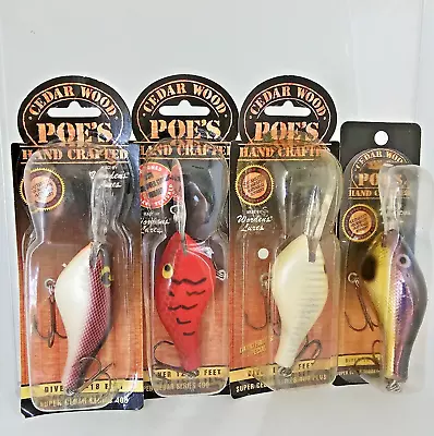 Vtg New Poe's Series 400 Cedar Wood Crankbait Lure 3/4 Oz 10 - 18 Ft You Choose • $15