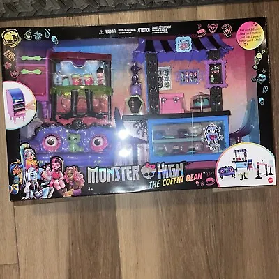  Monster High G3 *THE COFFIN BEAN* Playset Coffee Street Cafe Lounge 2022 NEW • $70