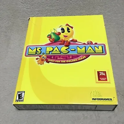 Ms PacMan BIG BOX PC Game “Quest For Golden Maze” Box Case And Manual • $19.99