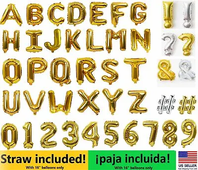 16” 40  Inch Gold Letter Large Number Foil Balloon Mylar Party Birthday Wedding • $1.29