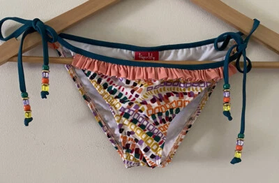 $15 • Buy Tigerlily Swim Bikini Bottom Size 8 Pant Beaded Ties
