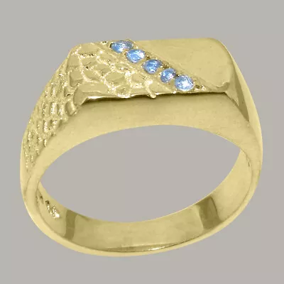 14ct Rose Gold Natural Blue Topaz Mens Band Ring - Sizes N To Z • $1675.85