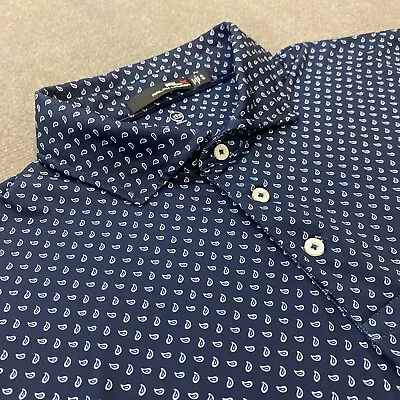 Ralph Lauren RLX Polo Shirt Mens XXL Navy Geometric Polka Dots  Stretch Wicking • $29.95