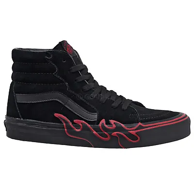 VANS Sk8-Hi Flame Mens High Top Suede Skate Shoes Black / Red PICK SIZE • $58.80