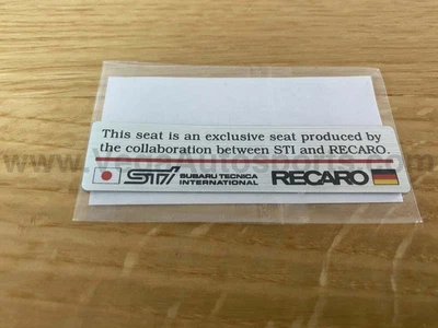 $27.12 • Buy Recaro Seat Sticker Emblem To Suit Genuine Subaru Impreza WRX STI GDB