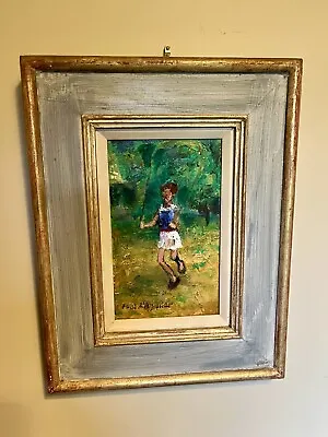 Oil On Board Skipping Girl Signed • £49