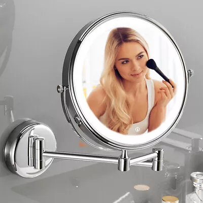 Wall Mounted Magnifying Makeup Mirror With LED Lights Extending Bathroom Mirrors • £17.95