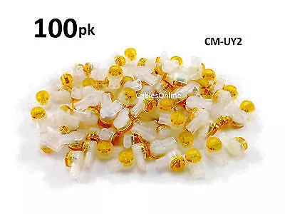 100-PACK Yellow 2-Wire IDC Connector Splices 22-26 AWG Wire CM-UY2 • $15.95