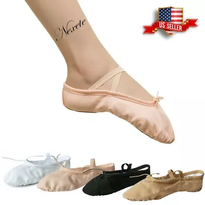 Nexete Ballet Dance Slipper Split-Sole Canvas Shoes For Toddler Girl & Adult   • $9.99