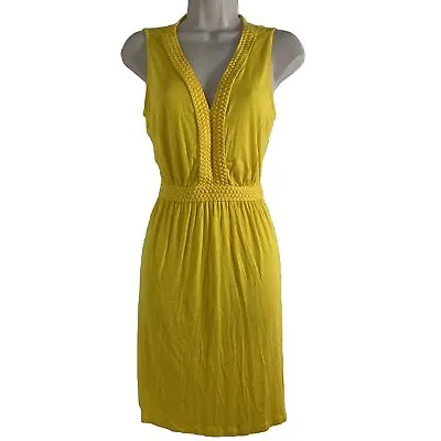 Spense Dress Women's Petites PM Yellow Sleeveless Sheath V Neck Knee Length • $11