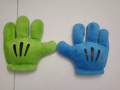 Disney Parks Mickey Mouse Costume Hand Mitts Gloves Blue And Green Plush • $20