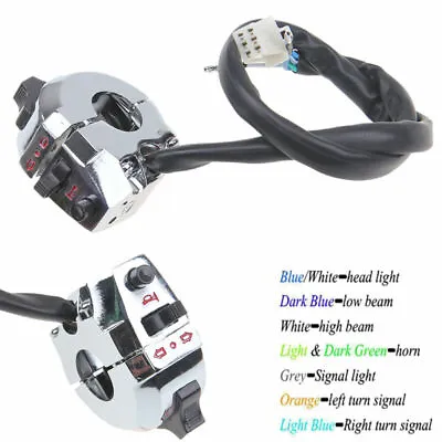 7/8  Motorcycle Chrome Handlebar Horn Turn Signal Light Switch Control Universal • $12.84