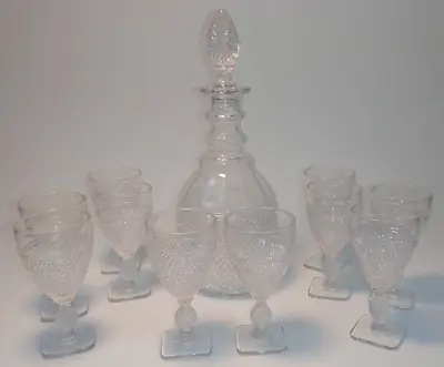 Vintage Cambridge Glass Mt Vernon 13  Decanter And 10 Matching 5  Stems • $99.99