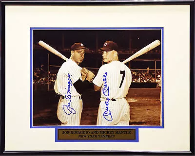 Mickey Mantle & DiMaggio Autographed Framed 11x14 Photo 10 Beckett AC41291 • $999