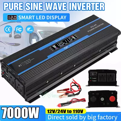 7000W Vehicle Car Power Inverter Watt DC 12V To AC 110V Pure Sine Wave Converter • $24.99