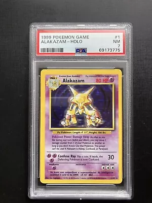 $25 • Buy PSA 7 Alakazam 1/102 Pokemon Base Set Unlmited Holo Rare TCG NM