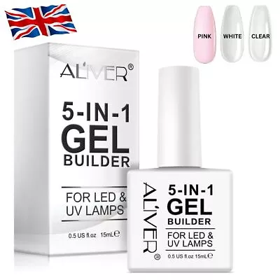 ALIVER 5 In 1 Nail Builder Extension Gel Hard Gel Nail Builder UV & LED Nail Art • £3.89