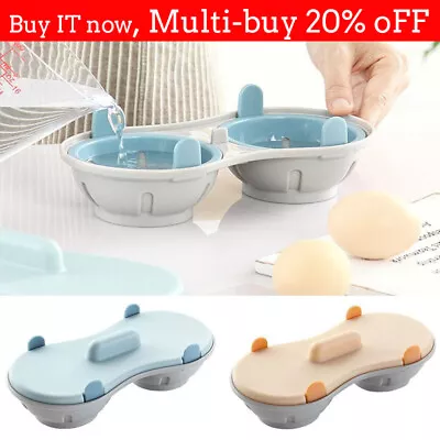 Microwave Eggs Poacher Cookware Double Cup Cooker Egg Boiler Steamer Maker Poach • £5.45