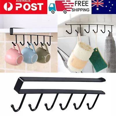 6 Hook Iron Under Shelf Kitchen Cabinet Hanger Organiser Mug Cup Rack Holder AU • $11.26