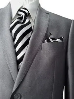 DOLCE VITA 2 Button SLIM FIT Shiny Textured Silver Men's Suit  • $218.45