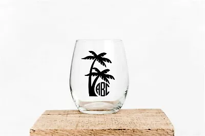 Custom Palm Tree Monogram Personalized Initials Vinyl Decal U Pick Size & Color • $7.49