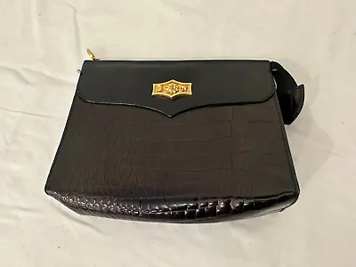 Vicenza 1993 INC.  Black Croc Embossed Leather  Clutch Makeup Bag Wallet Pouch • $40