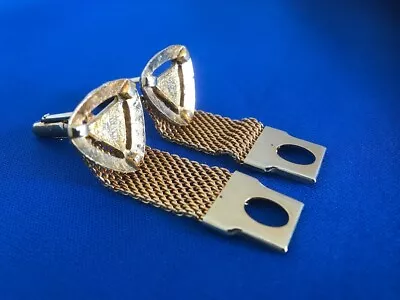 Mesh Cufflinks Goldtone Triangular Shape • $12.25