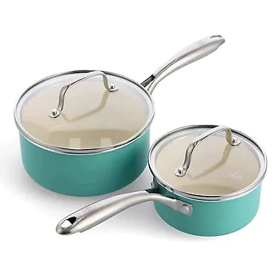 GreenLife Saucepan Set Ceramic Non-Stick Induction Blue (Damaged Packaging) • £34.99