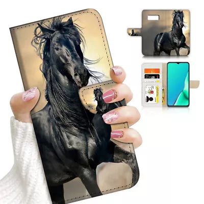 ( For Samsung S7 ) Wallet Flip Case Cover AJ23814 Black Horse • $12.99