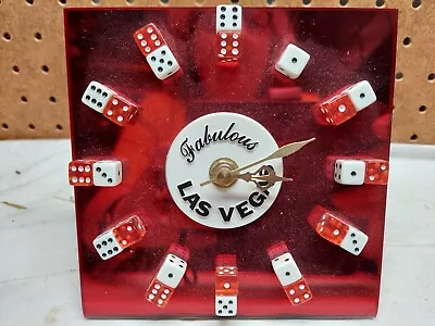 Vintage ‘Fabulous Las Vegas’ RED Battery Quartz Dice Souvenir Clock - 5  X 6  • $12.90