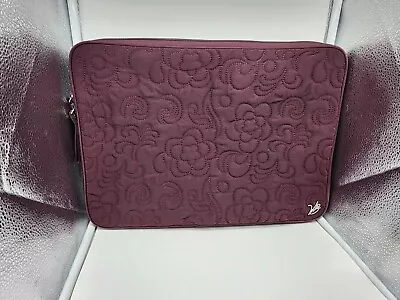 Vera Bradley Laptop Sleeve Wine Purple Soft Quilted Padded Laptop Bag 17W X 12H • $13.99