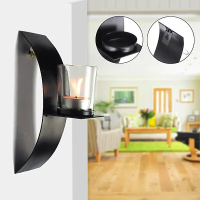 2x Metal Arc Candle Holders Wall Mounted Candlestick Tray Modern Home Decoration • £9.95