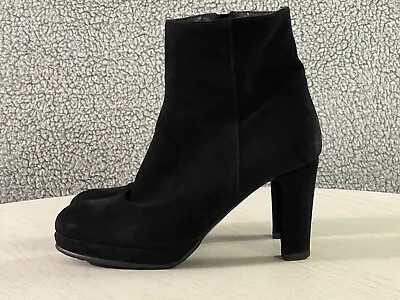 La Canadienne Platform Ankle Boots Women's Size 8M Black Suede Zip Up High Heel • $54.99