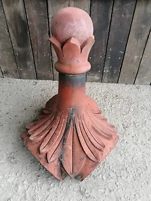 £100 • Buy Reclaimed Decorative Leaf Ball Roof Finial Red Terracotta 3 Way #RG256J