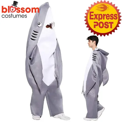 EY21 Mens Grey Shark Costume Funny Sea Beach Animal Katy Perry Left Shark Mascot • £35.22