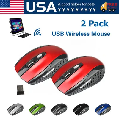 2 Wireless Optical Mouse Mice 2.4GHz USB Receiver For Laptop PC Computer DPI USA • $5.88