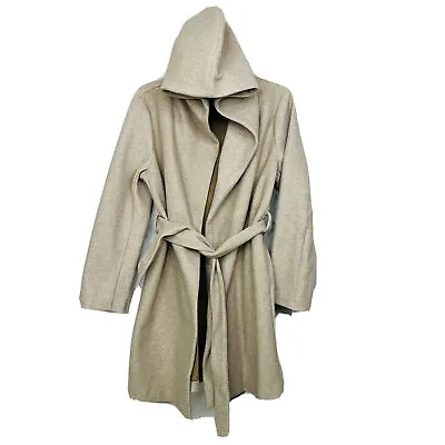 Zara Womens Beige/Tan Slim Fit Hoodie Trench Peacoat Coat Jacket (LRG)-B3-11 • $0.99