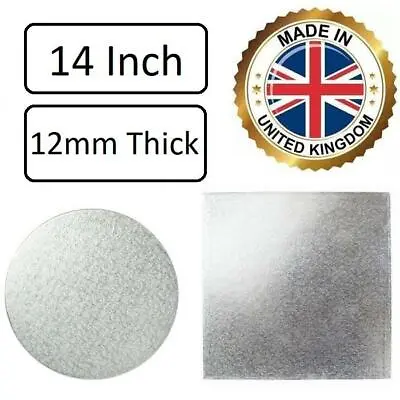 14 Inch Cake Boards Base Drum 12mm Thick Premium Finish Strong Round Square • £5.99