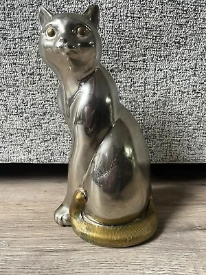 Large Vintage Brass Metal Cat Ornament - 10  (H) - Home Decor • £14.99