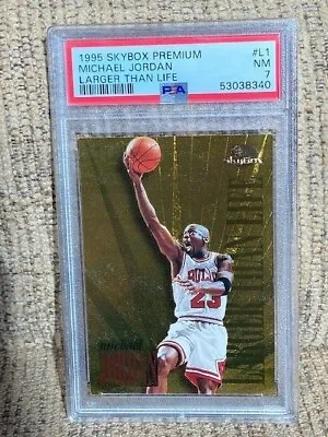 1995 Skybox Michael Jordan Larger Than Life PSA 7 #L1 Foil Bulls Card NEW CASE • $149.95