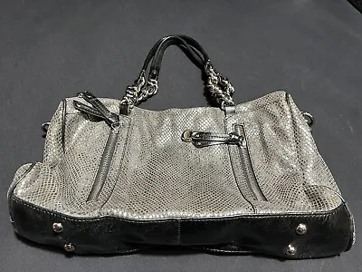 B. MAKOWSKY Shoulder Bag Leather Faux Snake Skin Silver Chain Straps Silver Link • $34.99