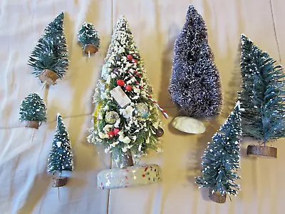VINTAGE BOTTLE BRUSH MERCURY GLASS CHRISTMAS TREE SNOW CAPPED JAPAN & Extras • $19.99