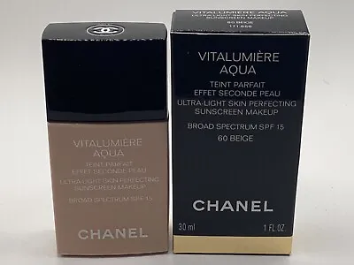 CHANEL VITALUMIERE 60 Beige Light Skin Perfecting Sunscreen Broad SPF 15 30 Ml • $44