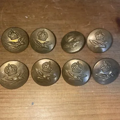 Royal Air Force Kings Crown Brass Buttons X 8 • £5