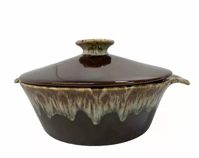 Vintage Brown Drip Glaze Canonsburg Brownstone Baking Dish With Lid • $19.99