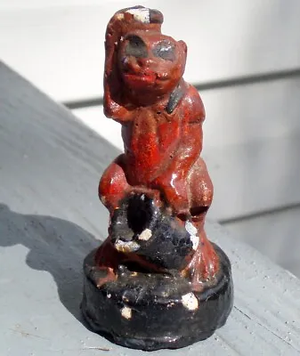 Monkey Organ Grinder Antique Chalkware Figurine Statue Decorative Collectible • $25