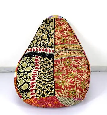 Vintage Kantha Quilt Cotton Bohemian Decorative Bean Bag Pouffe Hassock Seat • $84.60