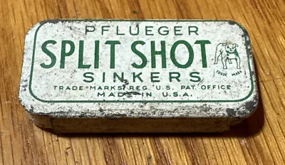 Vintage Pflueger Split Shot Fishing Line Sinker Tin Steel Box 1950s Half Full • $13.99