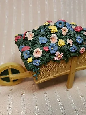 Miniature Dollhouse Resin Wheelbarrow Filled With Flowers • $2