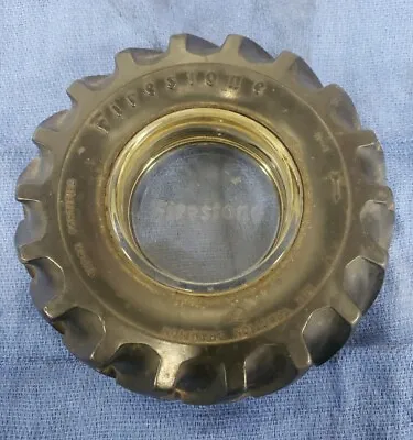 Vtg Firestone Tractor Tire Glass Rubber Tire Ashtray F Shield Advertising • $34.99